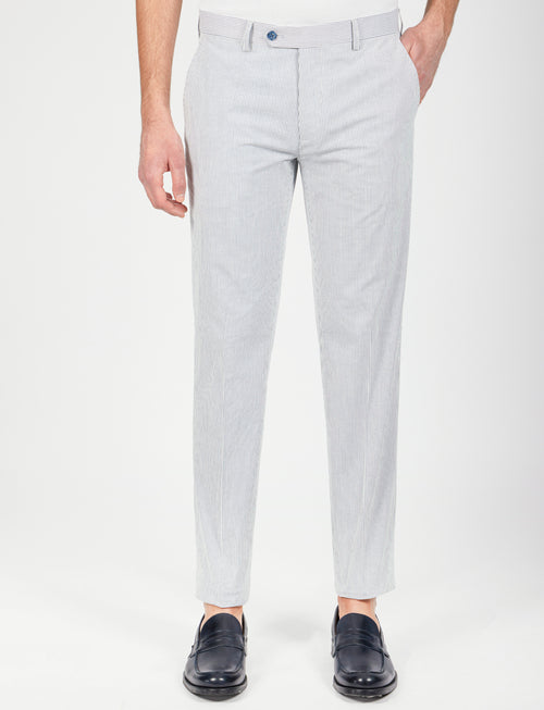 Pantaloni a righe in cotone goffrato