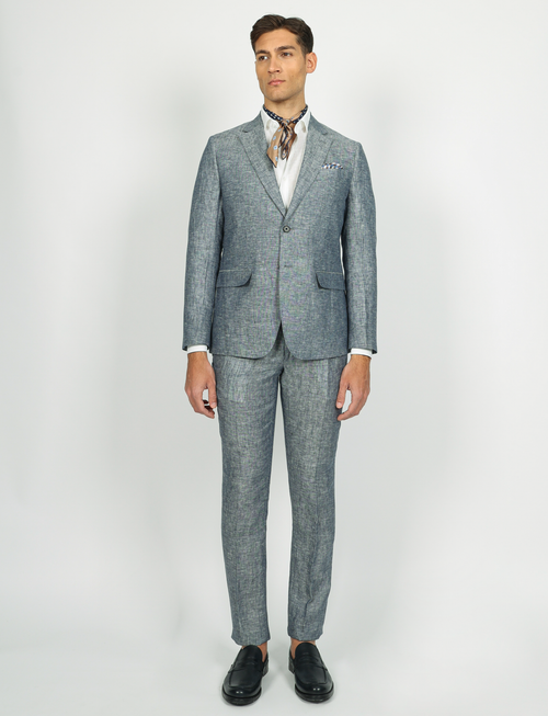 Pantaloni in lino mélange con doppia pence