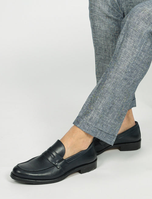 Pantaloni in lino mélange con doppia pence