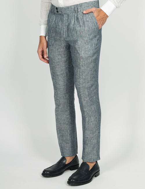 Pantaloni in lino mélange con doppia pence