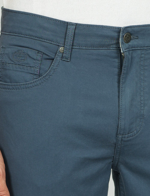 Five-pocket trousers in cotton satin