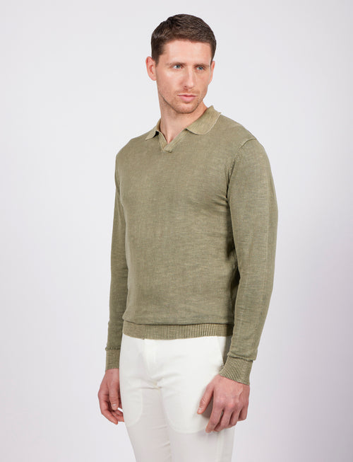 Polo a maniche lunghe stone wash