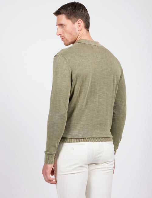 Polo a maniche lunghe stone wash