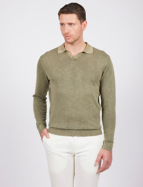 Polo a maniche lunghe stone wash