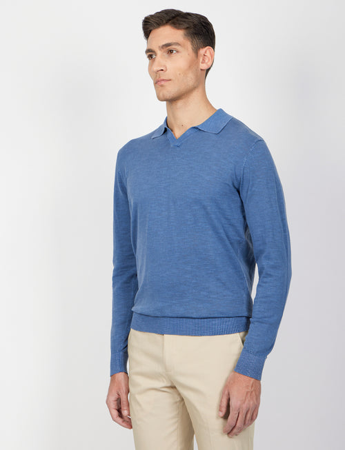 Polo a maniche lunghe stone wash