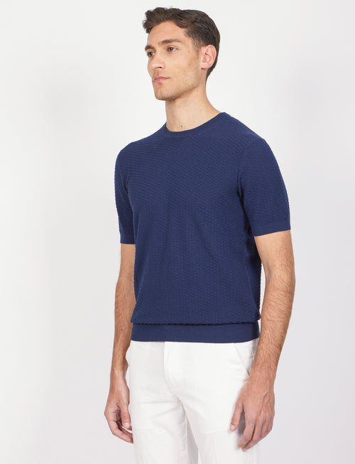 T shirt in cotone tessuto jacquard
