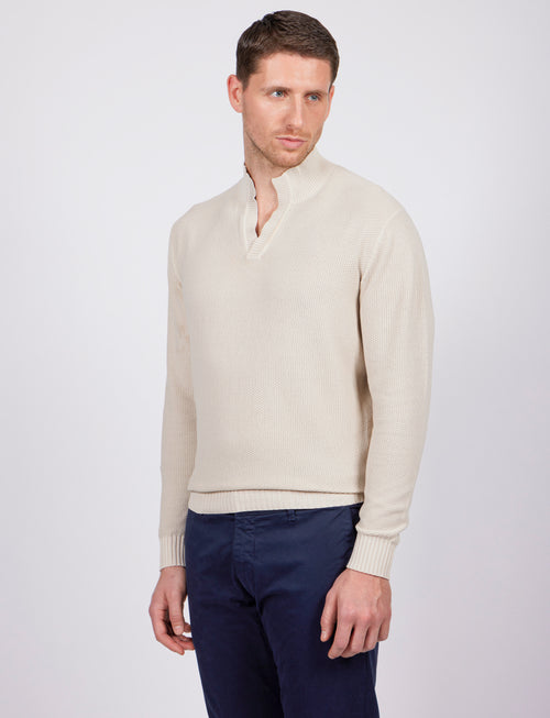 Maglia in grana di riso stone wash scollo a v