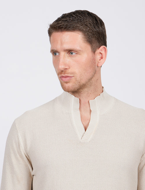 Maglia in grana di riso stone wash scollo a v