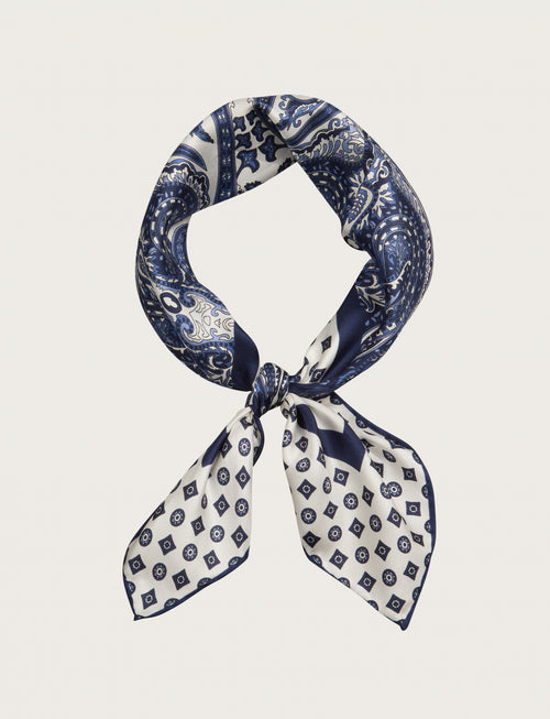 Foulard in seta fantasia geometrica floreale