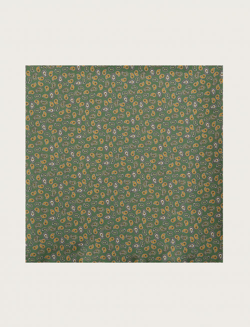 Foulard in seta fantasia cachemire su fondo verde