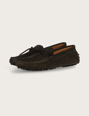 Suede moccasins with rubber sole 