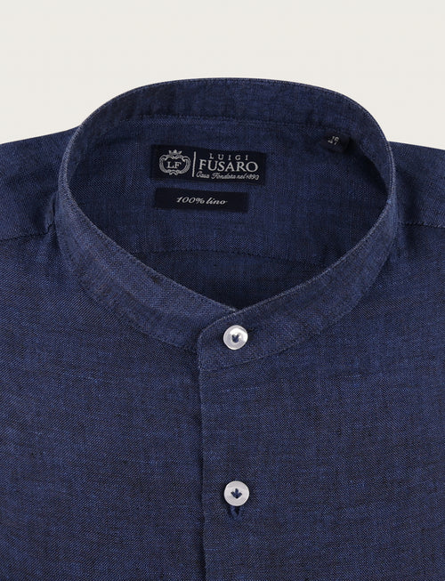 Camicia in lino con collo alla coreana