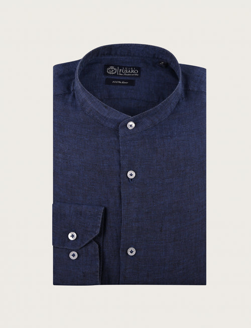 Camicia in lino con collo alla coreana