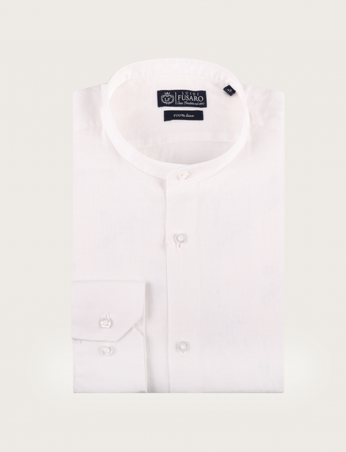 Camicia in lino con collo alla coreana