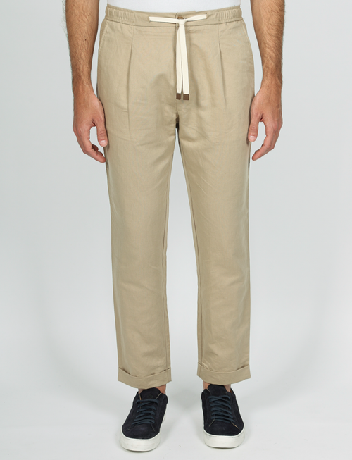 Pantalaccio in lino e cotone con cintura in tessuto