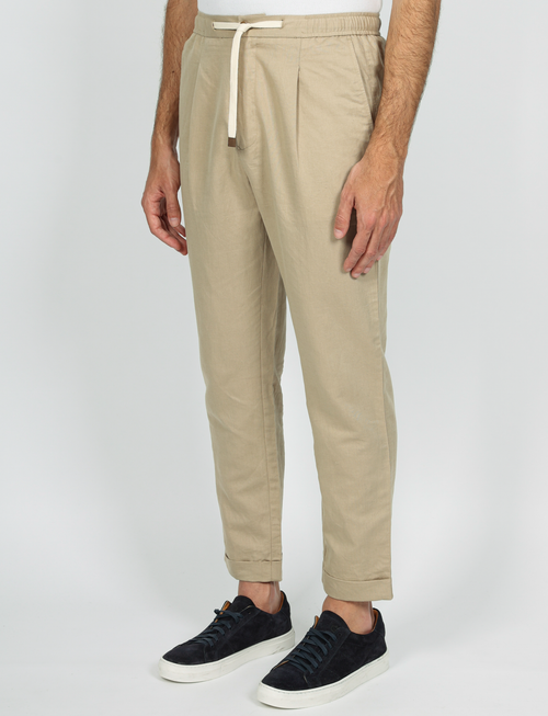 Pantalaccio in lino e cotone con cintura in tessuto