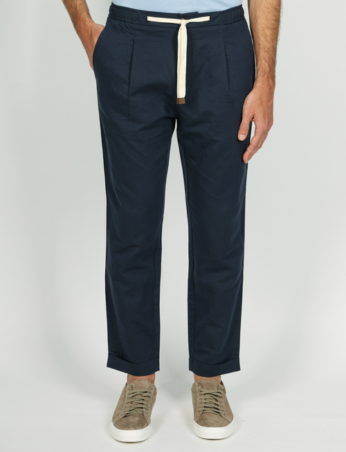 Pantalaccio in lino e cotone con cintura in tessuto