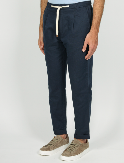 Pantalaccio in lino e cotone con cintura in tessuto