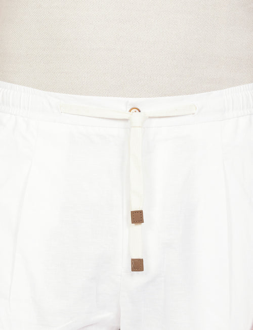 Pantalaccio in lino e cotone con cintura in tessuto
