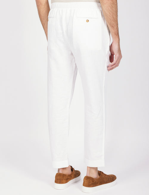 Pantalaccio in lino e cotone con cintura in tessuto