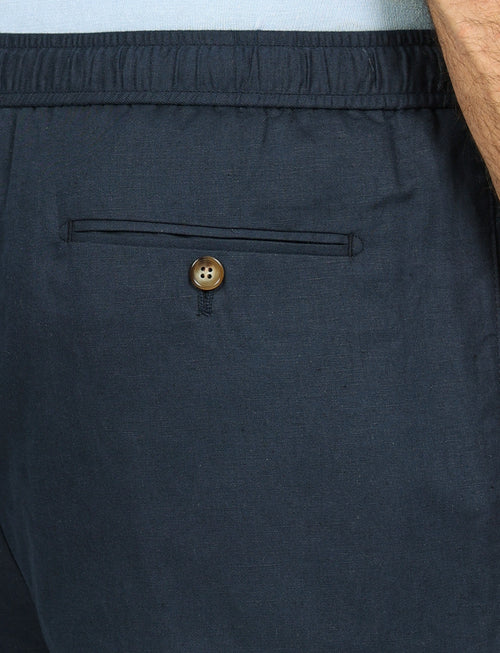 Pantalaccio in lino e cotone con cintura in tessuto
