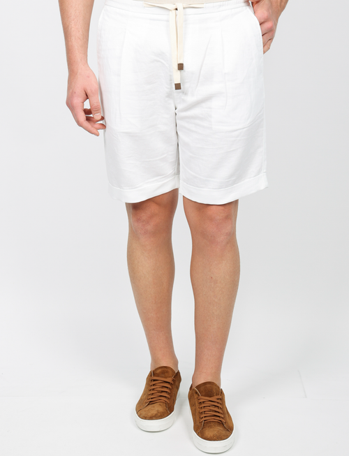 Bermuda in lino e cotone con cintura