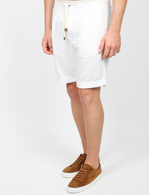 Bermuda in lino e cotone con cintura