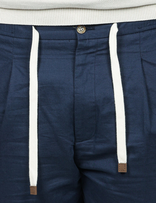 Bermuda in lino e cotone con cintura