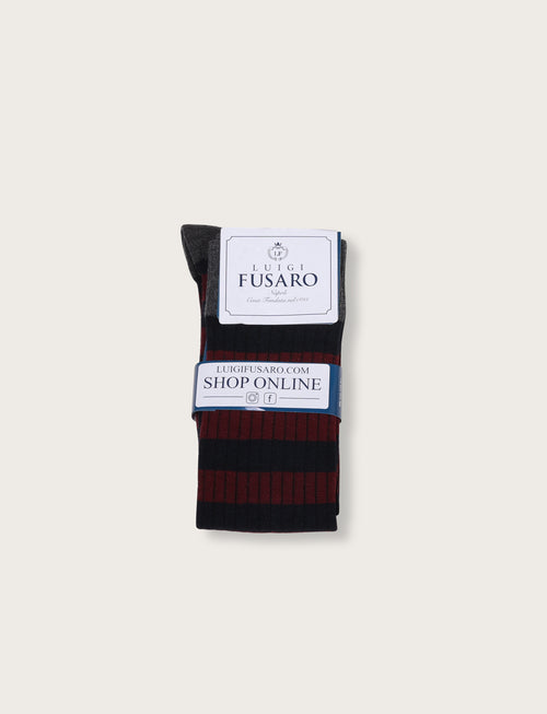 Calzini in cotone fantasia a righe bicolore |Colore:Bordo