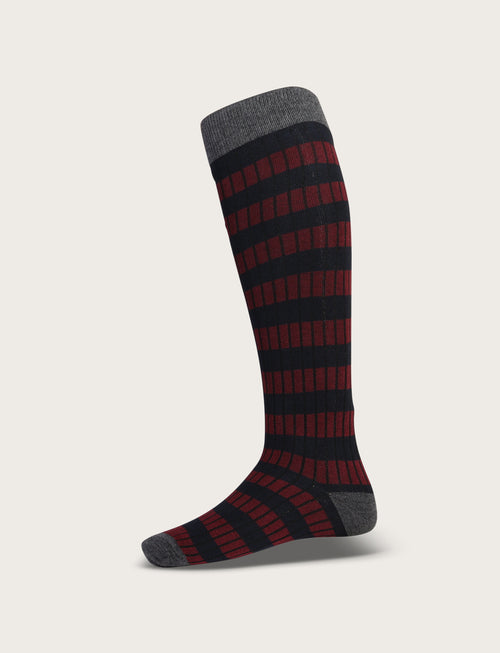 Calzini in cotone fantasia a righe bicolore |Colore:Bordo