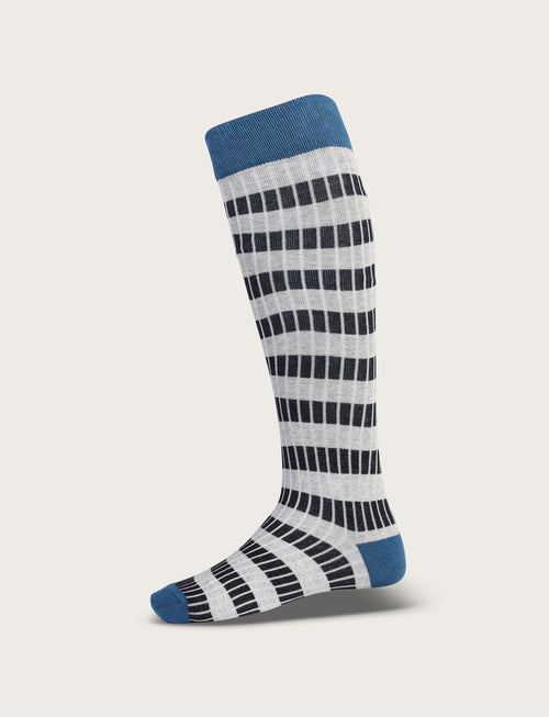 Calzini in cotone fantasia a righe bicolore |Colore:Blu