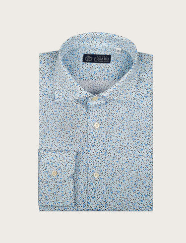 Camicia in cotone stretch fantasia micro geometrica