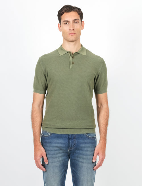Stone wash rice grain polo 