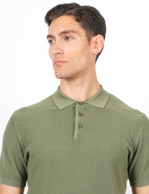 Stone wash rice grain polo 