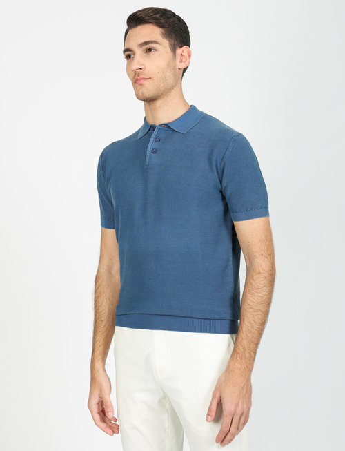 Stone wash rice grain polo 