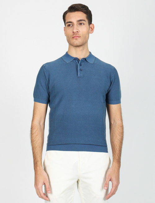 Stone wash rice grain polo 