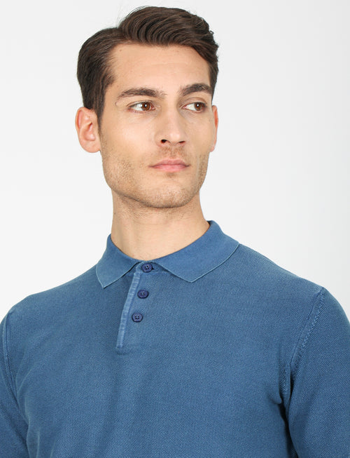 Stone wash rice grain polo 