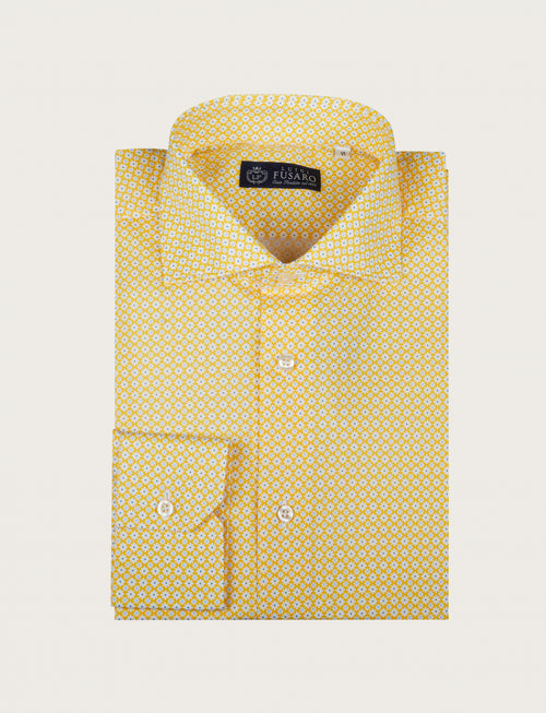 Camicia in cotone stretch fantasia micro fiori_Luigi Fusaro