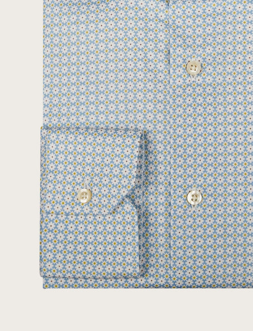 Camicia in cotone stretch fantasia micro fiori