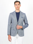 Giacca spigata in lino e cotone stretch