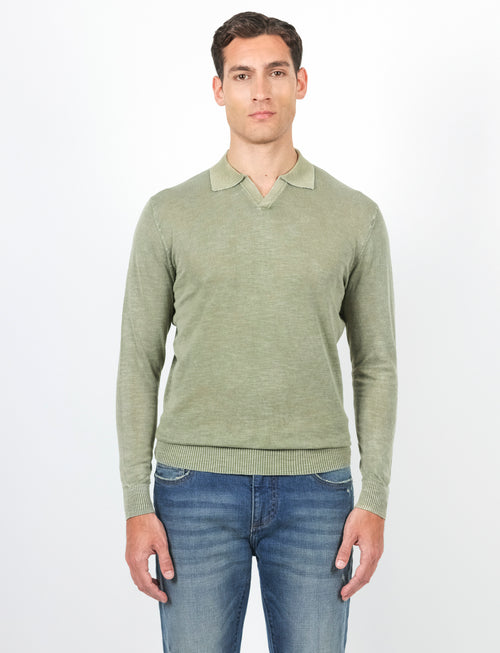 Polo a maniche lunghe stone wash