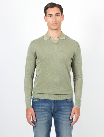 Polo a maniche lunghe stone wash