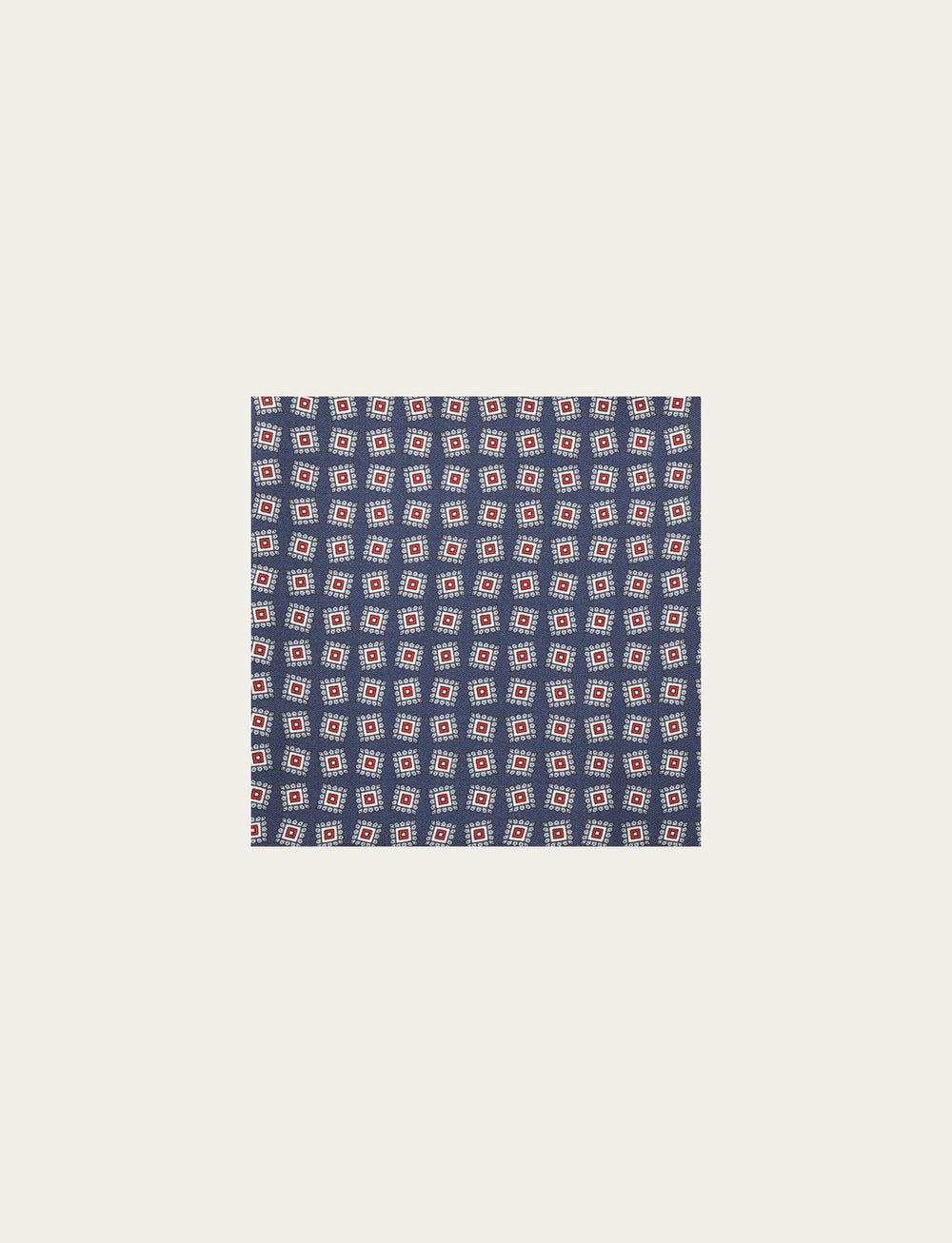 Blue silk clutch bag with micro geometric pattern 