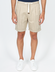 Bermuda in lino e cotone con cintura