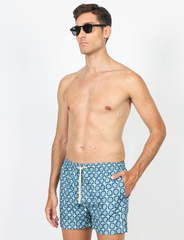 Blue geometric pattern swimsuit 