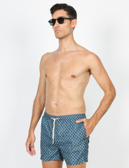 Petrol blue geometric patterned swimsuit 