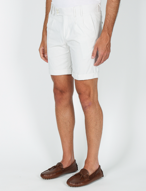 Bermuda a righe in cotone goffrato |Colore:Fango
