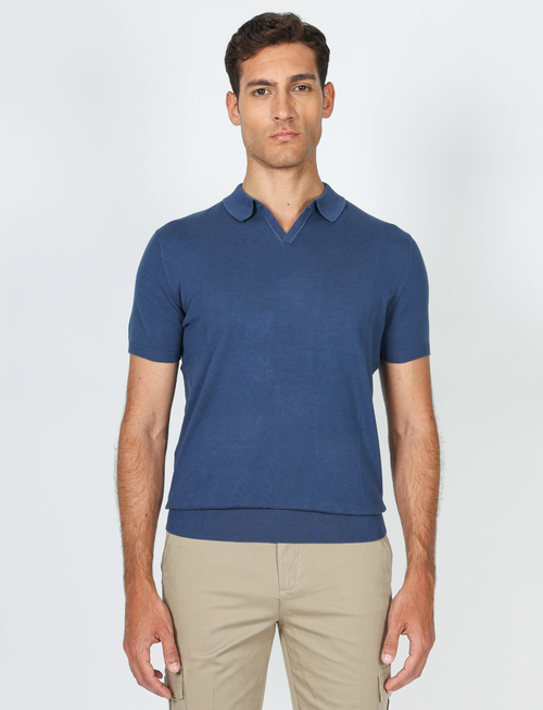 Lightweight cotton V-neck polo 