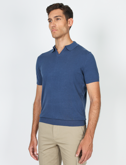 Lightweight cotton V-neck polo 