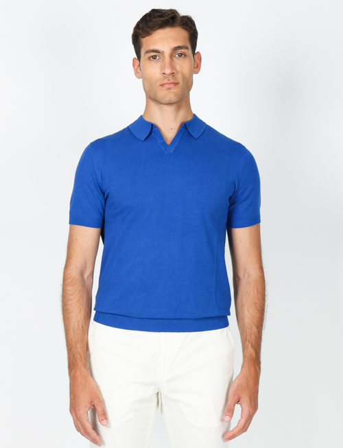 Lightweight cotton V-neck polo 